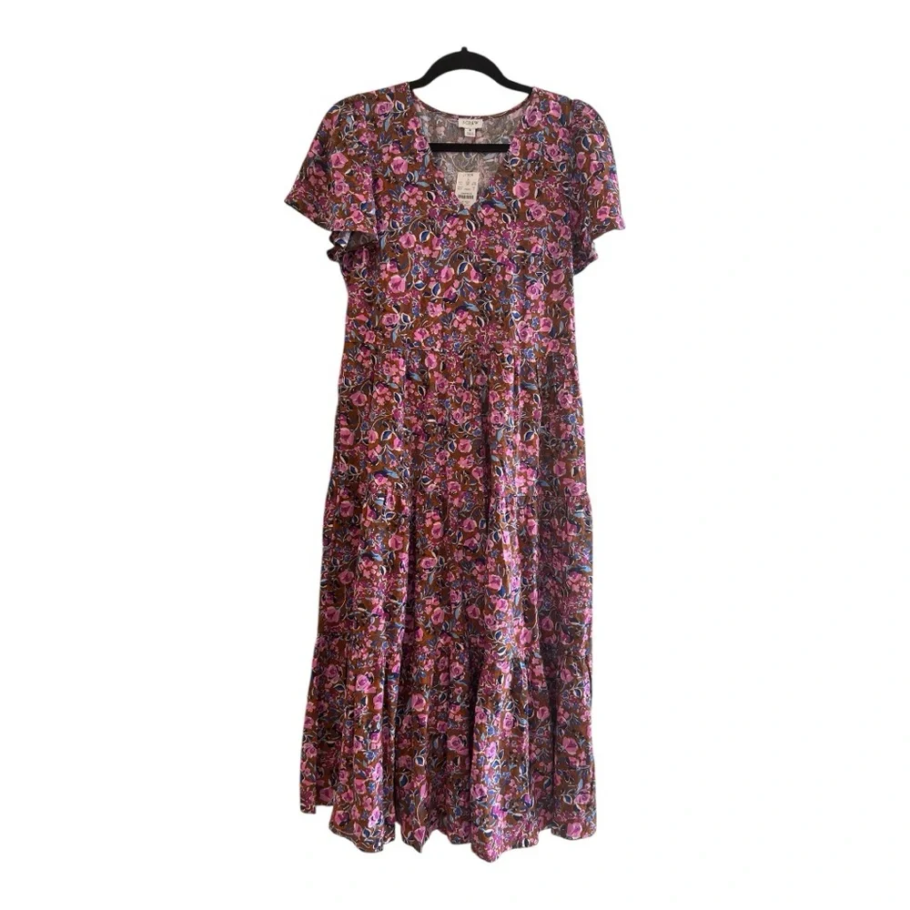 J.Crew Flutter-sleeve tiered midi dress size 8 #BY302 Cottagecore NWT - Picture 1 of 12
